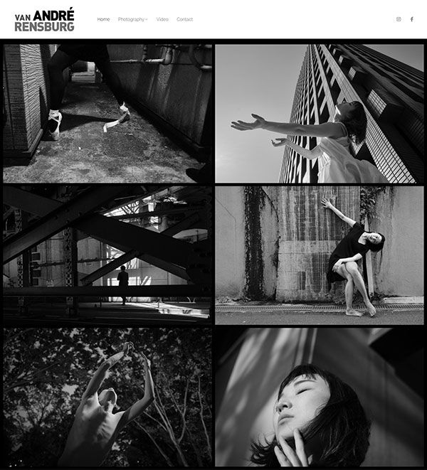 Андре ван Ренсбург - веб-сайт черно-белой фотографии, созданный на Pixpa