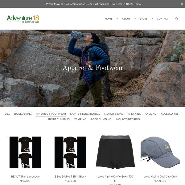 Adventure18 Ecommerce Website