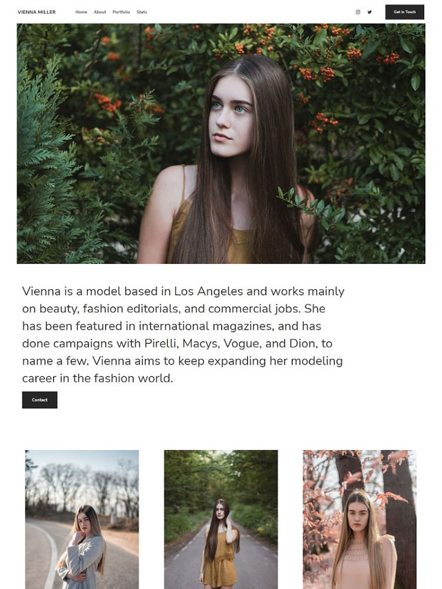 Vienna-  Pixpa Modello di sito Web di una pagina