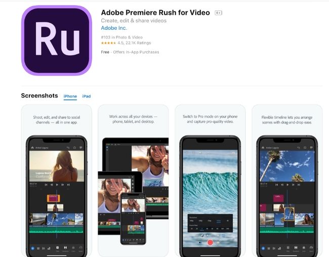 Aplikacja do edycji wideo Adobe Premiere Rush
