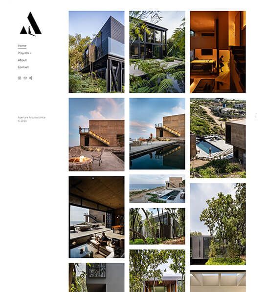 Esempi di siti Web di Apertura Arquitectonica Portfolio