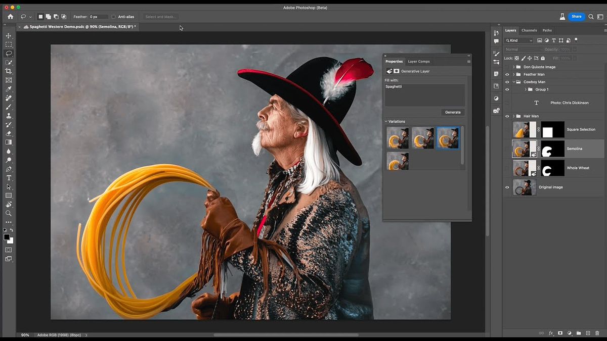 Adobe Photoshop — funkcja AI wypełniania generatywnego