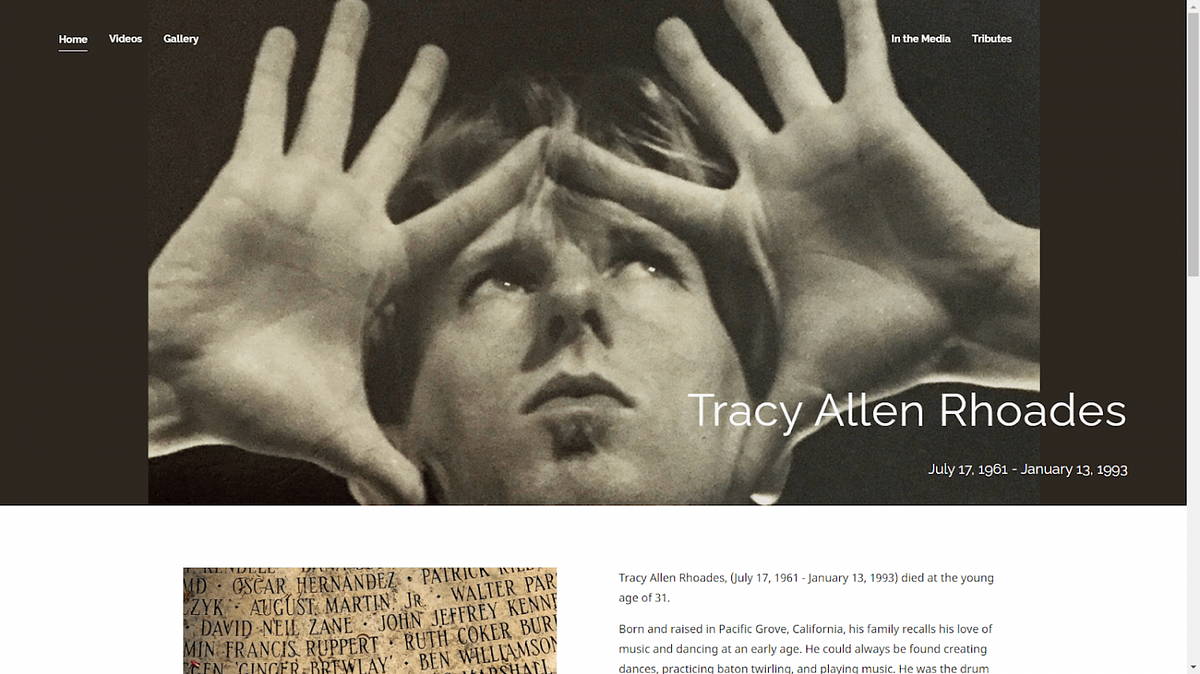 Site pessoal da coreógrafa Tracy Allen Rhoades