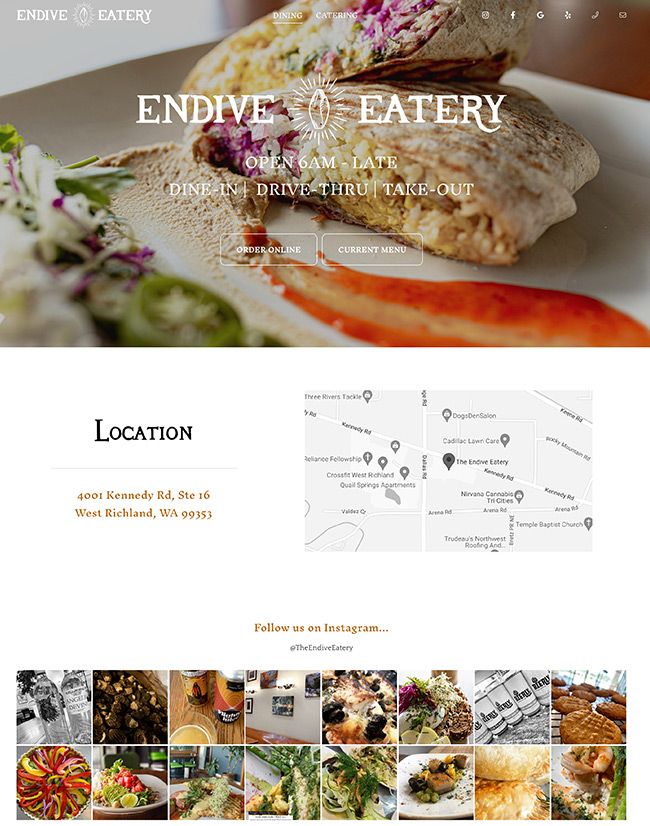 Il sito web di Endive Eatery